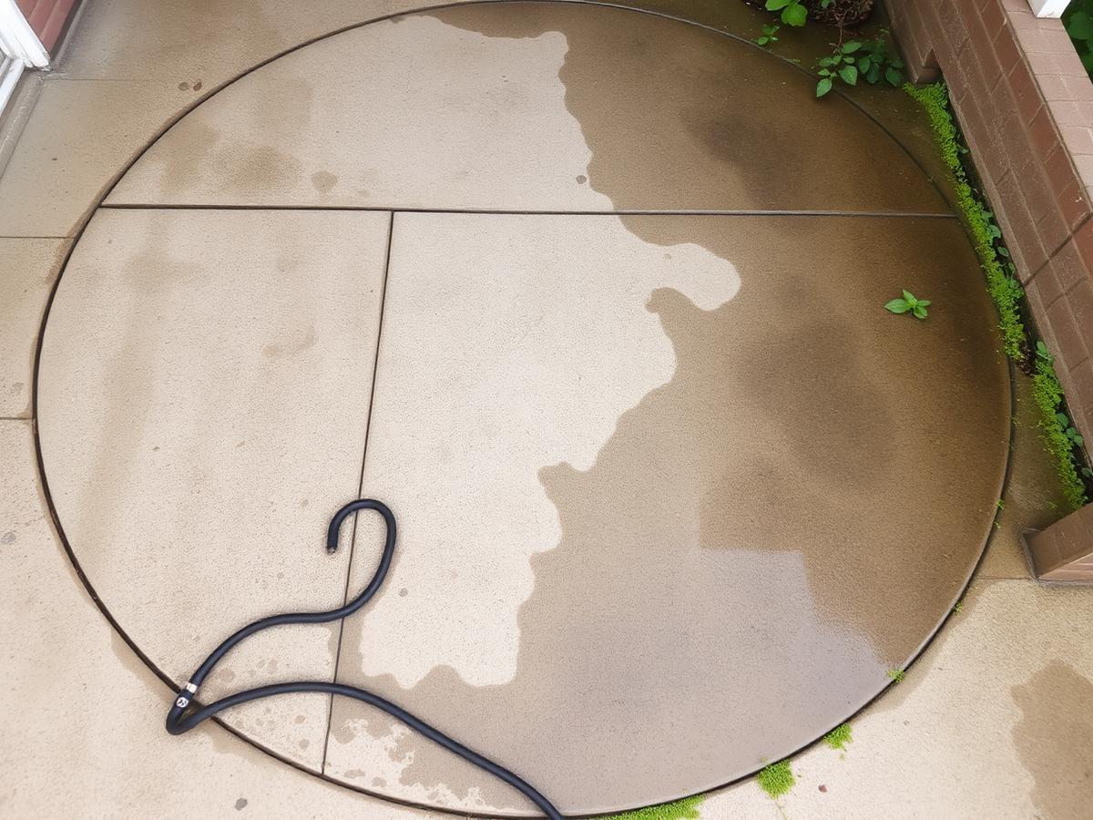 Filthy patio before cleaning
